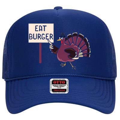 Hamburger Eater Thanksgiving Turkey Day Holiday Thankful Gift High Crown Mesh Back Trucker Hat