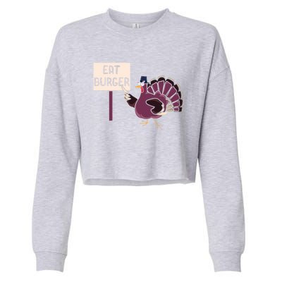 Hamburger Eater Thanksgiving Turkey Day Holiday Thankful Gift Cropped Pullover Crew