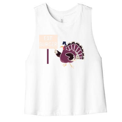 Hamburger Eater Thanksgiving Turkey Day Holiday Thankful Gift Women's Racerback Cropped Tank