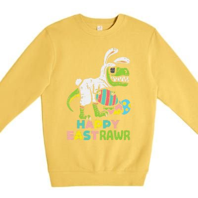 Happy Eastrawr Trex Easter Bunny Egg Funny Dinosaur Premium Crewneck Sweatshirt