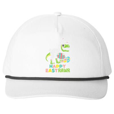 Happy Eastrawr Trex Easter Bunny Egg Funny Dinosaur Snapback Five-Panel Rope Hat