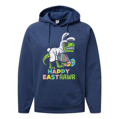 Happy Eastrawr Trex Easter Bunny Egg Funny Dinosaur Performance Fleece Hoodie