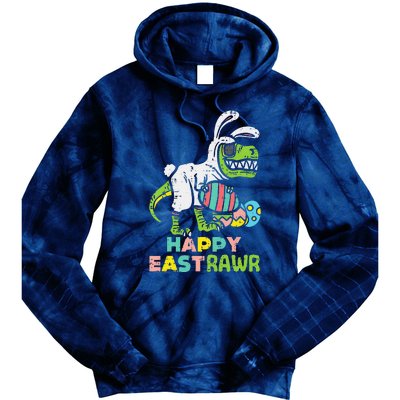 Happy Eastrawr Trex Easter Bunny Egg Funny Dinosaur Tie Dye Hoodie