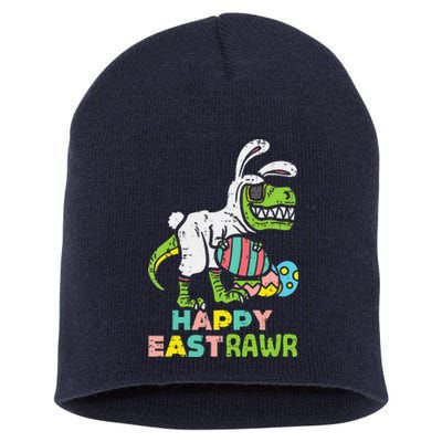 Happy Eastrawr Trex Easter Bunny Egg Funny Dinosaur Short Acrylic Beanie