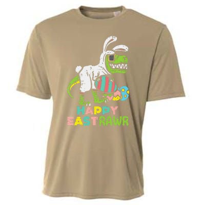 Happy Eastrawr Trex Easter Bunny Egg Funny Dinosaur Cooling Performance Crew T-Shirt