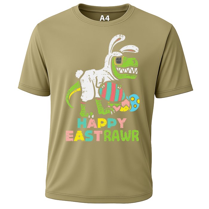 Happy Eastrawr Trex Easter Bunny Egg Funny Dinosaur Cooling Performance Crew T-Shirt