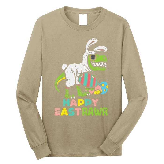 Happy Eastrawr Trex Easter Bunny Egg Funny Dinosaur Long Sleeve Shirt