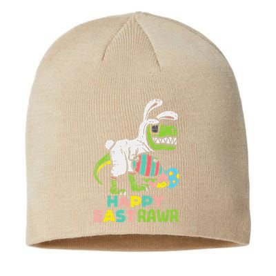 Happy Eastrawr Trex Easter Bunny Egg Funny Dinosaur Sustainable Beanie