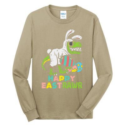 Happy Eastrawr Trex Easter Bunny Egg Funny Dinosaur Tall Long Sleeve T-Shirt