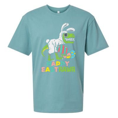 Happy Eastrawr Trex Easter Bunny Egg Funny Dinosaur Sueded Cloud Jersey T-Shirt