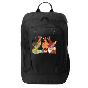 Happy Easter Three Chicken Wearing Bunny Ear Chicken Lover City Backpack