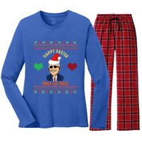 Happy Easter Trick Or Treat Antigreat Giftjoe Biden Funny Christmas Great Gift Women's Long Sleeve Flannel Pajama Set 