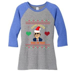 Happy Easter Trick Or Treat Antigreat Giftjoe Biden Funny Christmas Great Gift Women's Tri-Blend 3/4-Sleeve Raglan Shirt