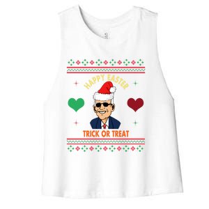 Happy Easter Trick Or Treat Antigreat Giftjoe Biden Funny Christmas Great Gift Women's Racerback Cropped Tank