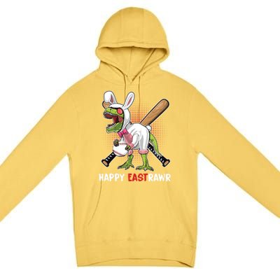 Happy Eastrawr T Rex Dinosaur Easter Bunny Egg Baseball Meaningful Gift Premium Pullover Hoodie