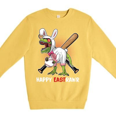 Happy Eastrawr T Rex Dinosaur Easter Bunny Egg Baseball Meaningful Gift Premium Crewneck Sweatshirt