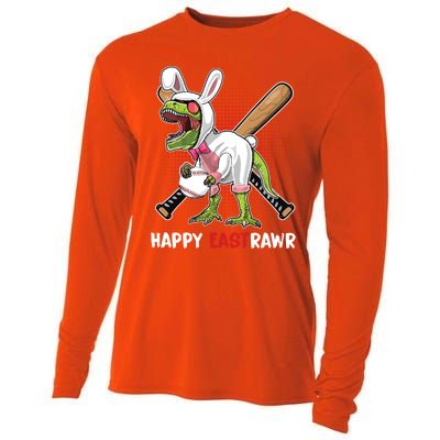 Happy Eastrawr T Rex Dinosaur Easter Bunny Egg Baseball Meaningful Gift Cooling Performance Long Sleeve Crew