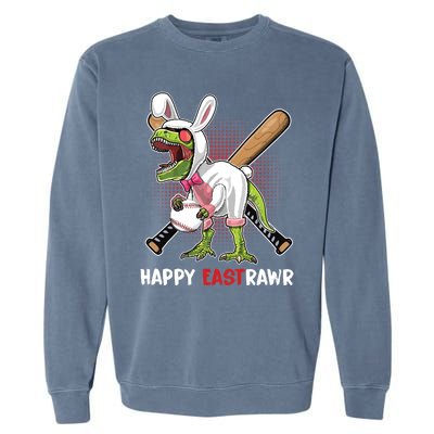 Happy Eastrawr T Rex Dinosaur Easter Bunny Egg Baseball Meaningful Gift Garment-Dyed Sweatshirt