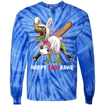 Happy Eastrawr T Rex Dinosaur Easter Bunny Egg Baseball Meaningful Gift Tie-Dye Long Sleeve Shirt