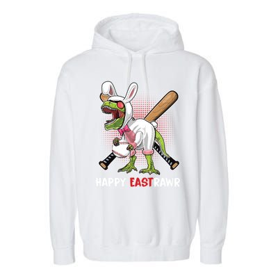 Happy Eastrawr T Rex Dinosaur Easter Bunny Egg Baseball Meaningful Gift Garment-Dyed Fleece Hoodie