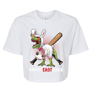 Happy Eastrawr T Rex Dinosaur Easter Bunny Egg Baseball Meaningful Gift Bella+Canvas Jersey Crop Tee