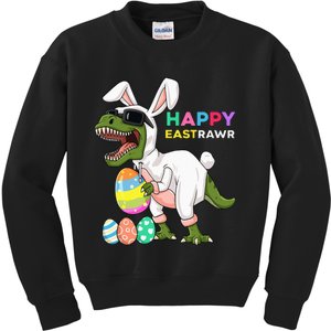 Happy Eastrawr T Rex Easter Bunny Dinosaur Eggs Kids Sweatshirt