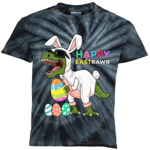 Happy Eastrawr T Rex Easter Bunny Dinosaur Eggs Kids Tie-Dye T-Shirt