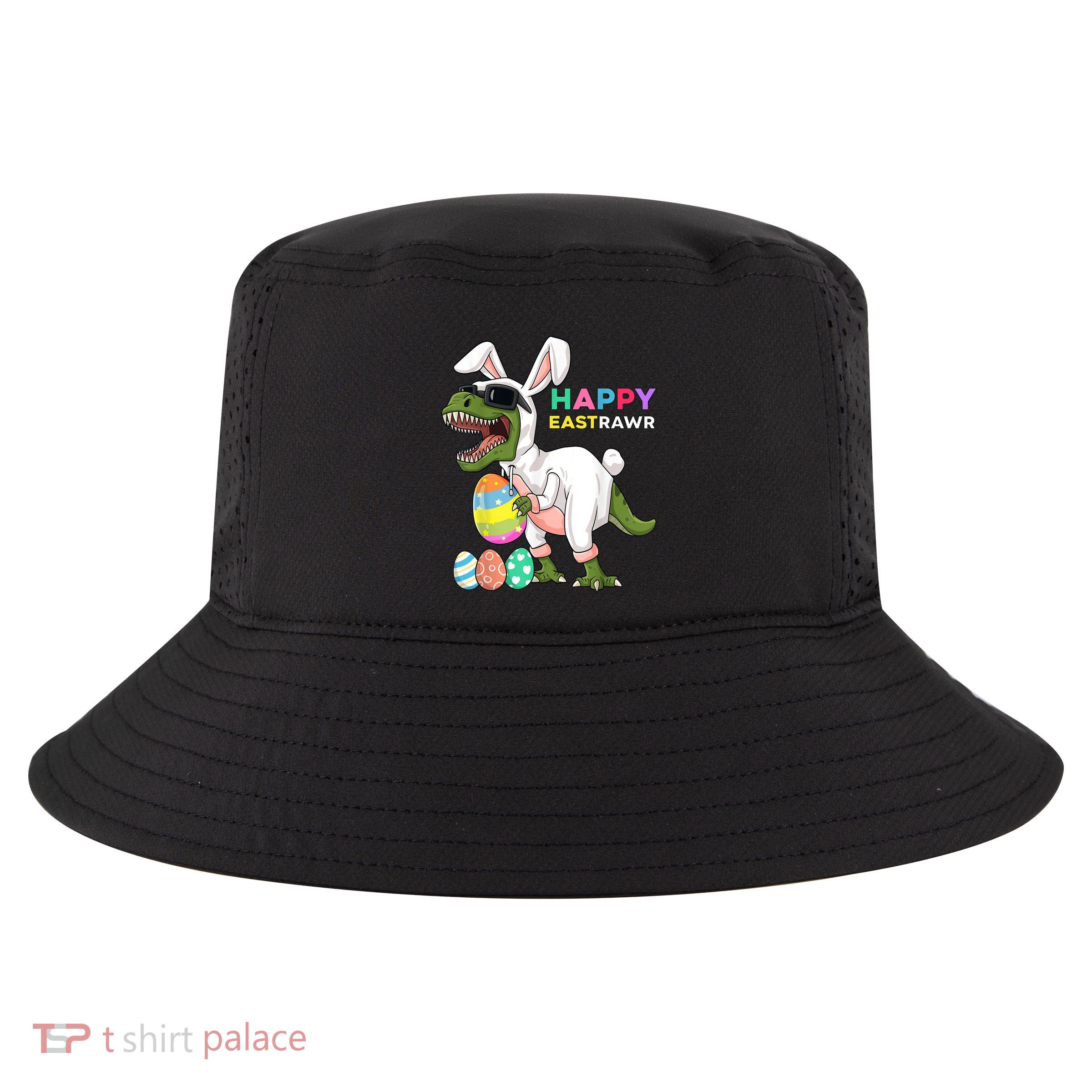 Happy Eastrawr T Rex Easter Bunny Dinosaur Eggs Boy kid Cool Comfort Performance Bucket Hat