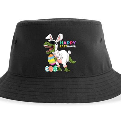 Happy Eastrawr T Rex Easter Bunny Dinosaur Eggs Boy kid Sustainable Bucket Hat