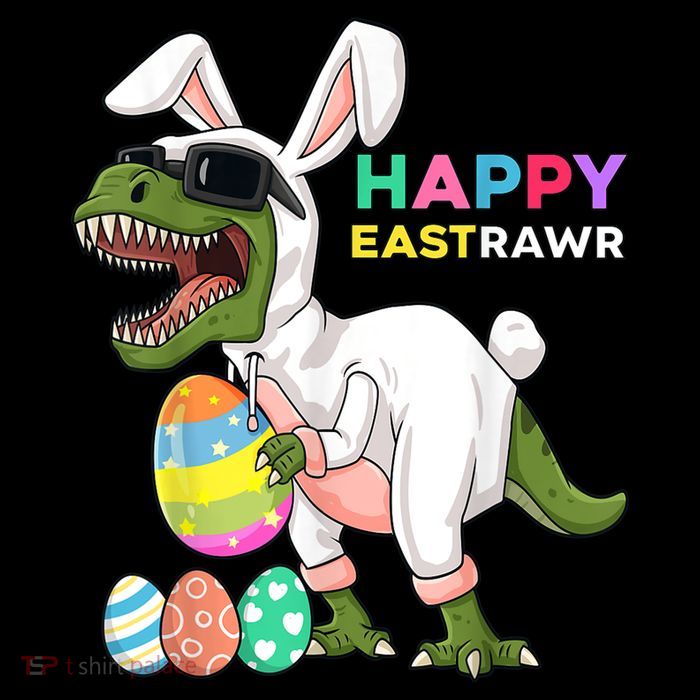 Happy Eastrawr T Rex Easter Bunny Dinosaur Eggs Boy kid Flatbill Hat