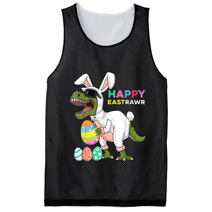 Happy Eastrawr T Rex Easter Bunny Dinosaur Eggs Boy kid Mesh Reversible Basketball Jersey Tank