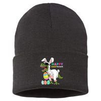 Happy Eastrawr T Rex Easter Bunny Dinosaur Eggs Boy kid Sustainable Knit Beanie