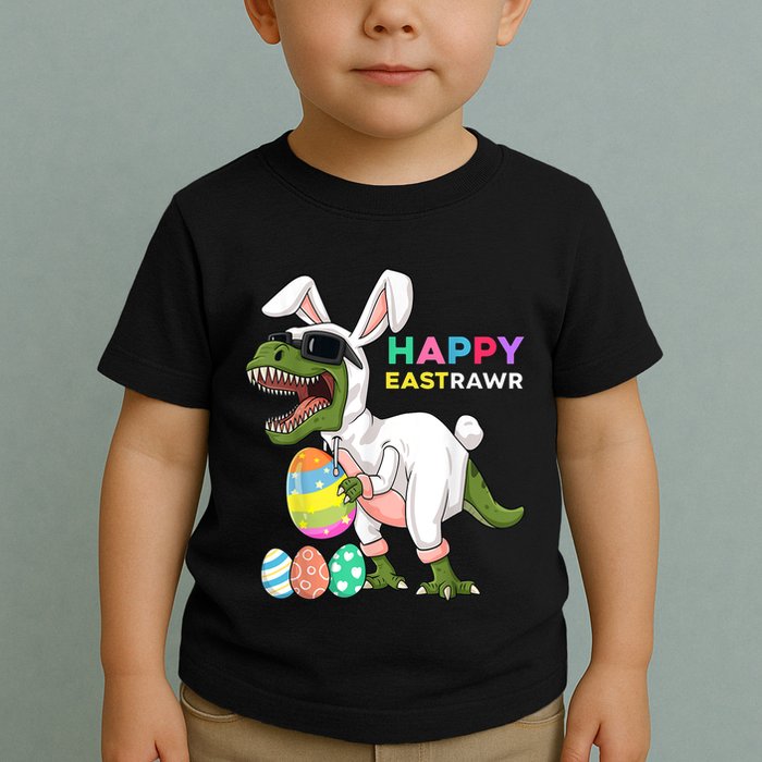 Happy Eastrawr T Rex Easter Bunny Dinosaur Eggs Boy kid Toddler T-Shirt