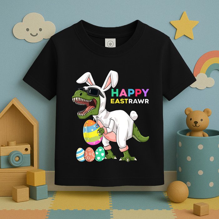 Happy Eastrawr T Rex Easter Bunny Dinosaur Eggs Boy kid Toddler T-Shirt