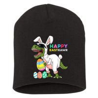 Happy Eastrawr T Rex Easter Bunny Dinosaur Eggs Boy kid Short Acrylic Beanie