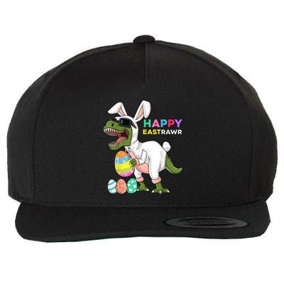 Happy Eastrawr T Rex Easter Bunny Dinosaur Eggs Boy kid Wool Snapback Cap