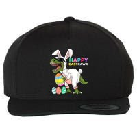 Happy Eastrawr T Rex Easter Bunny Dinosaur Eggs Boy kid Wool Snapback Cap