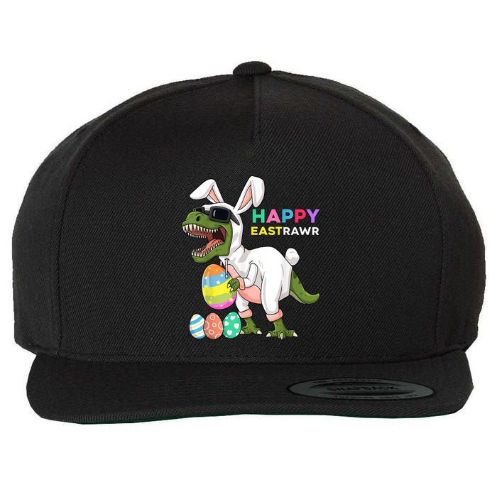 Happy Eastrawr T Rex Easter Bunny Dinosaur Eggs Boy kid Wool Snapback Cap