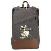 Happy Eastrawr T Rex Easter Bunny Dinosaur Eggs Boy kid Cotton Canvas Backpack