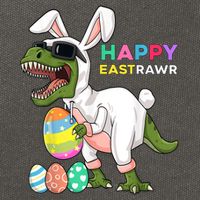 Happy Eastrawr T Rex Easter Bunny Dinosaur Eggs Boy kid Cotton Canvas Backpack