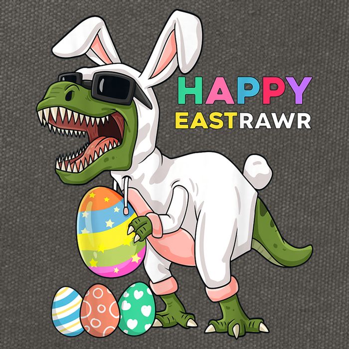 Happy Eastrawr T Rex Easter Bunny Dinosaur Eggs Boy kid Cotton Canvas Backpack