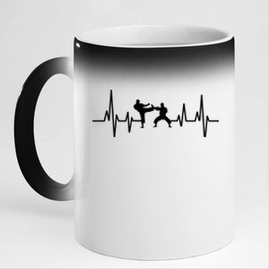 Heartbeat Ecg Taekwondo Player Martial Arts Tkd Gift 11oz Black Color Changing Mug