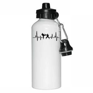 Heartbeat Ecg Taekwondo Player Martial Arts Tkd Gift Aluminum Water Bottle