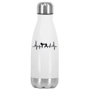 Heartbeat Ecg Taekwondo Player Martial Arts Tkd Gift Stainless Steel Insulated Water Bottle