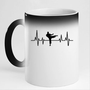 Heartbeat Ecg Taekwondo Player Martial Arts Tkd Great Gift 11oz Black Color Changing Mug