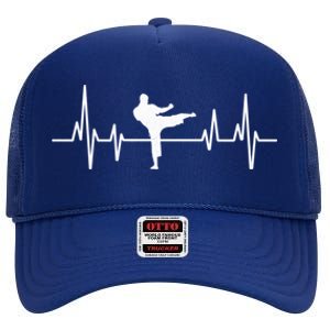 Heartbeat Ecg Taekwondo Player Martial Arts Tkd Great Gift High Crown Mesh Back Trucker Hat