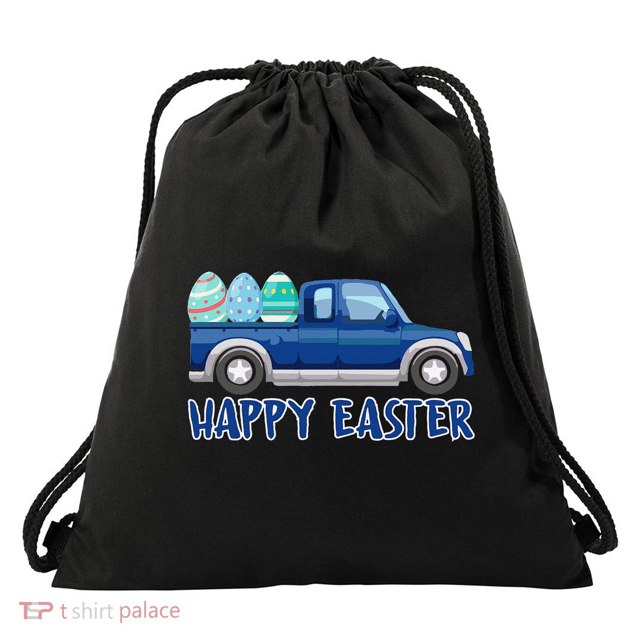 Happy Easter Truck Funny Easter Egg Hunting Drawstring Bag