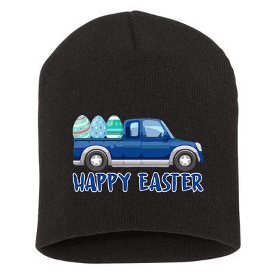 Happy Easter Truck Funny Easter Egg Hunting Short Acrylic Beanie