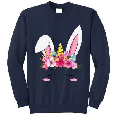 Happy Easter Unicorn Bunny Easter Eggs Tall Sweatshirt