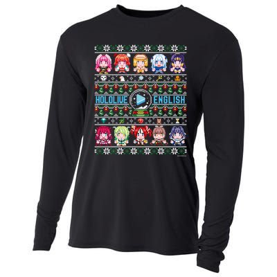 hololive English Ugly Christmas Sweater,Long Sleeve, (Gray) Cooling Performance Long Sleeve Crew